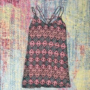 Body Central Pink and Teal Geometric Strappy Dress
